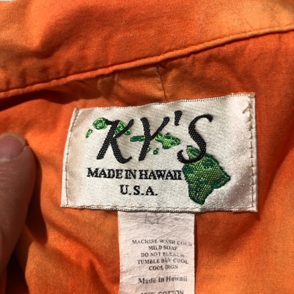 Men’s Hawaiian Aloha Short Sleeve Shirt Orange Parrots Vacation - Picture 3 of 5